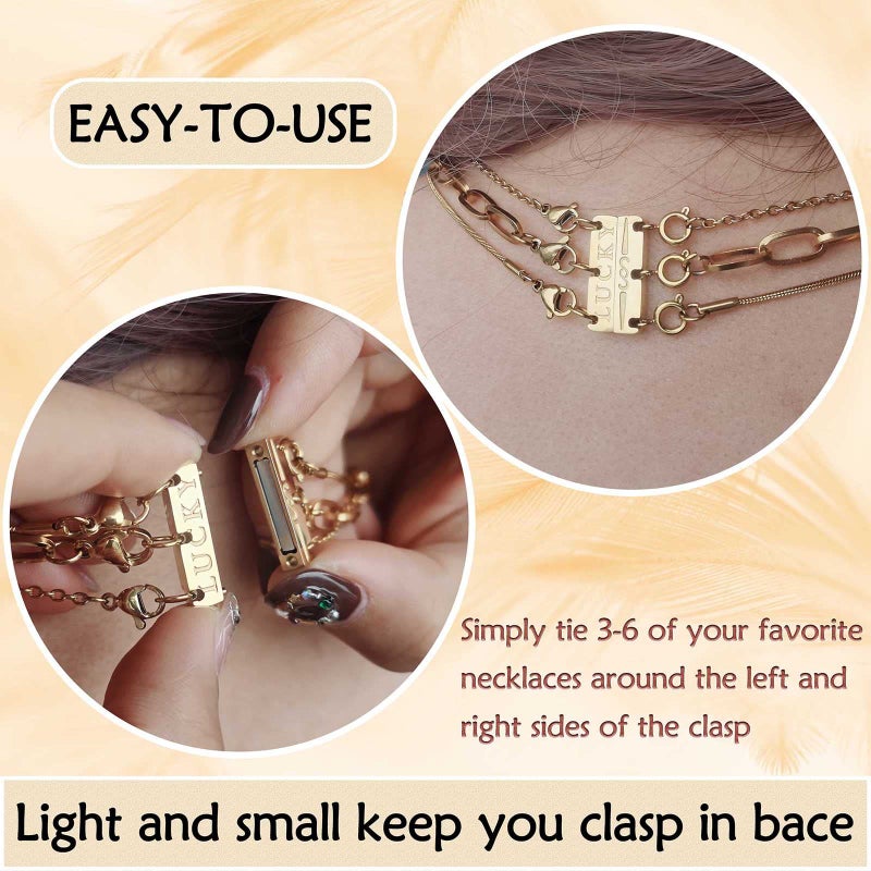 Qulltk Lucky Necklace Layering Clasps 18K Gold and Silver Separator for Stackable Necklaces Chains,Multiple Necklace Clasps and Closures for Layered Look Magnetic - Image 2