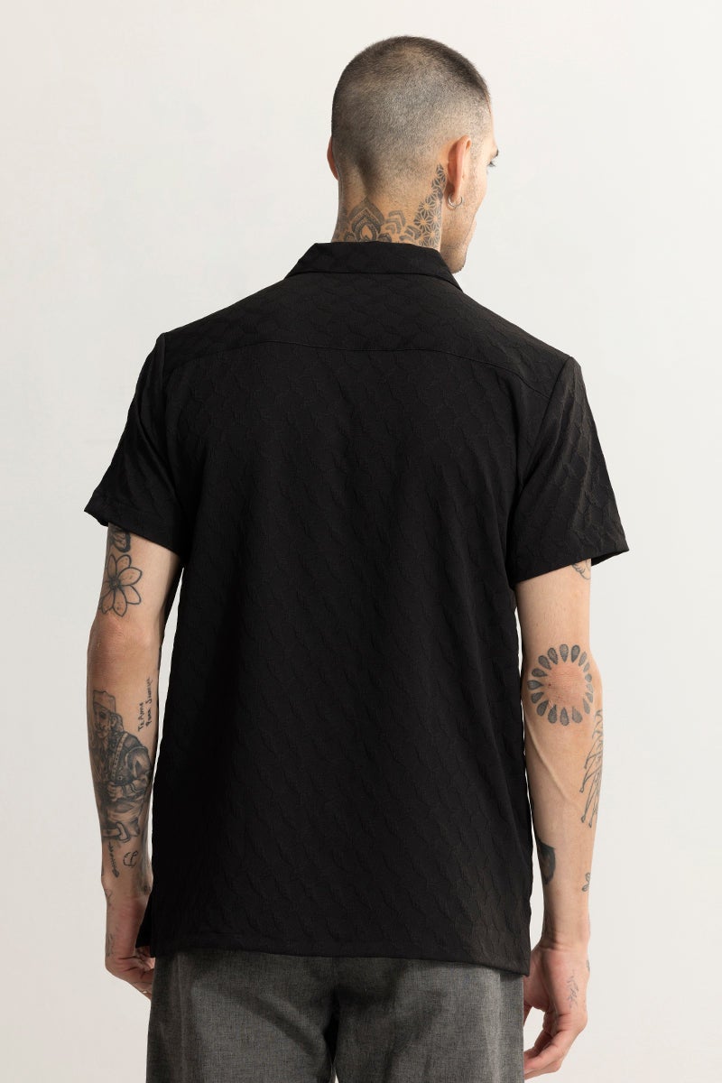 SNITCH Cross Diamond Textured Black Shirt - Image 4