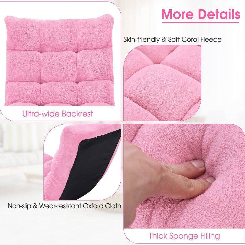 Giantex Floor Chair with Back Support, Folding Sofa Chair with 14 Adjustable Position, Padded Sleeper Bed, Couch Recliner, Floor Gaming Chair, Meditation Chair, Gaming Floor Chairs for Adults(Pink) - Image 4
