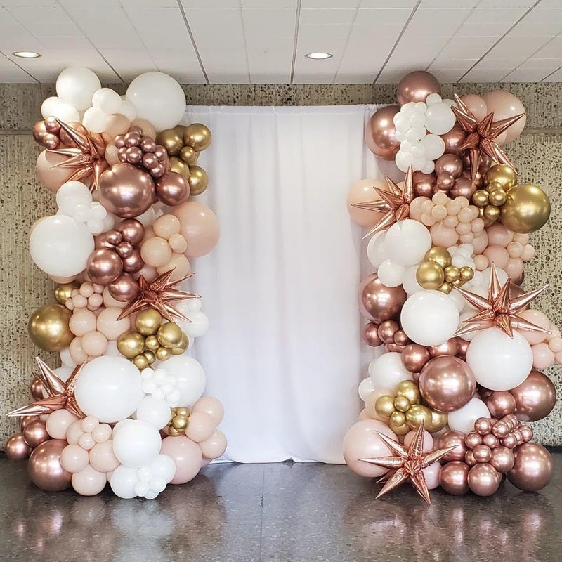 ADOINBY Rose Gold Balloons Arch Kit, 140Pcs Metalic Rose Gold Metallic Gold White Pink with Confetti Balloons for Bridal Shower Baby Shower Bachelorette Birthday Wedding Girl Anniversary Decorations - Image 5