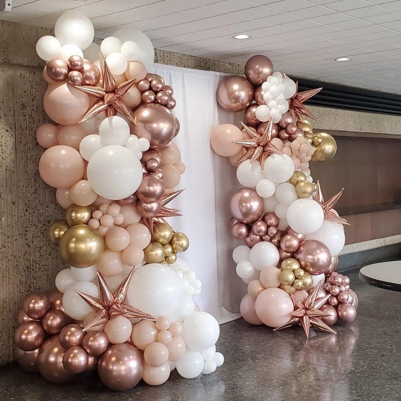 ADOINBY Rose Gold Balloons Arch Kit, 140Pcs Metalic Rose Gold Metallic Gold White Pink with Confetti Balloons for Bridal Shower Baby Shower Bachelorette Birthday Wedding Girl Anniversary Decorations - Image 4