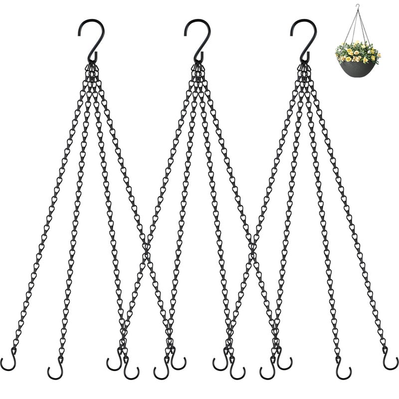 garini 3 Pack, 23 Inch Hanging Baskets Chain, Hanging Chains with Hooks Flower Pot Chain Replacement Plant Hangers for Planters, Bird Feeders and Lanterns(Black)â€¦ - Image 1