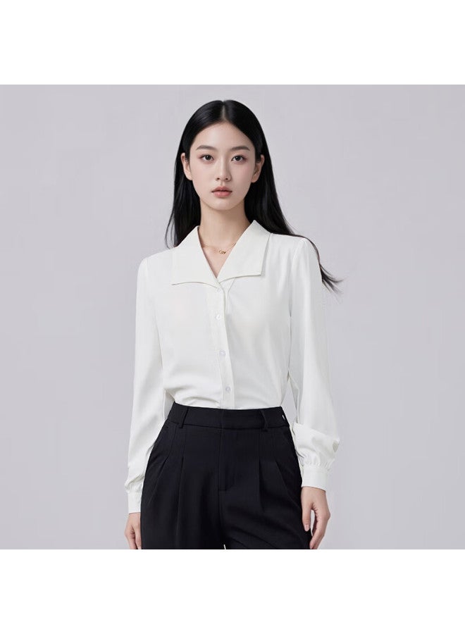 Teluoman White Long Sleeve Shirt Women Elegant Casual Professional Blouse Interview Formal Workwear Chiffon Base Shirt - Image 4