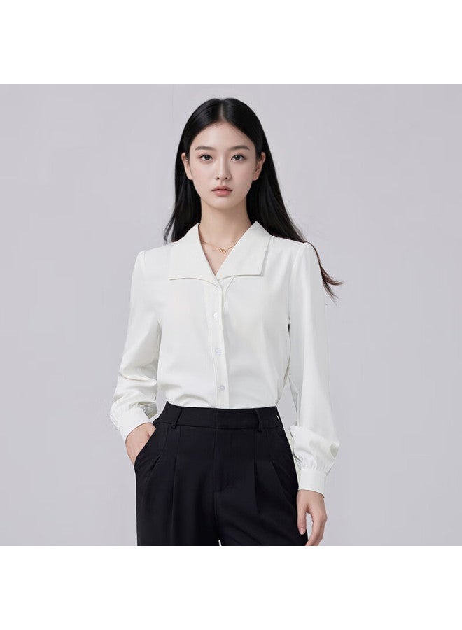 Teluoman White Long Sleeve Shirt Women Elegant Casual Professional Blouse Interview Formal Workwear Chiffon Base Shirt - Image 2