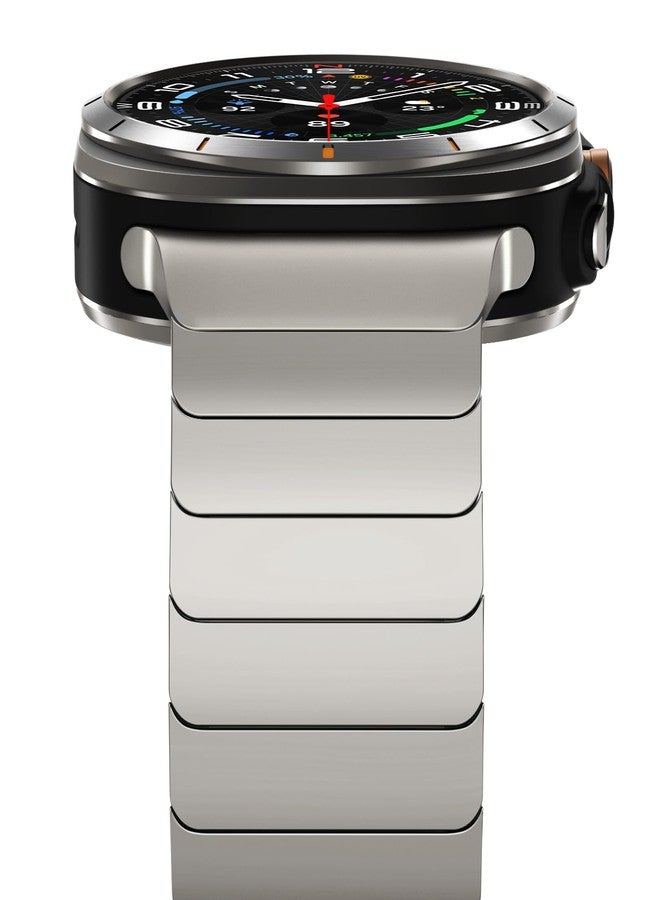 NewWays for Samsung Galaxy Watch Ultra Bands 47mm Link Bracelet for Men, 24mm Wide No Gap Strap Stainless Steel Classy Elegant Military Rugged Galaxy Watch Ultra Bands, Titanium - Image 1