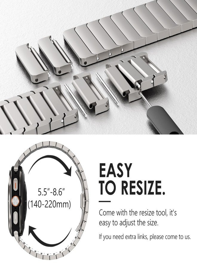NewWays for Samsung Galaxy Watch Ultra Bands 47mm Link Bracelet for Men, 24mm Wide No Gap Strap Stainless Steel Classy Elegant Military Rugged Galaxy Watch Ultra Bands, Titanium - Image 5