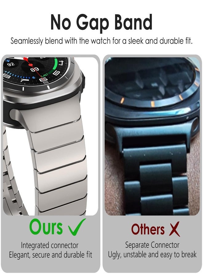 NewWays for Samsung Galaxy Watch Ultra Bands 47mm Link Bracelet for Men, 24mm Wide No Gap Strap Stainless Steel Classy Elegant Military Rugged Galaxy Watch Ultra Bands, Titanium - Image 2