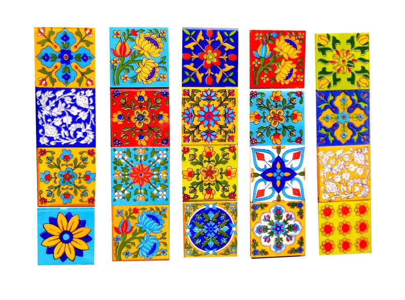 Shiv Kripa Blue Pottery Shiv Kripa Decorative Ceramic Mosaic Tiles (2x2-inches, Multicolour) - Pack of 20 - Image 5