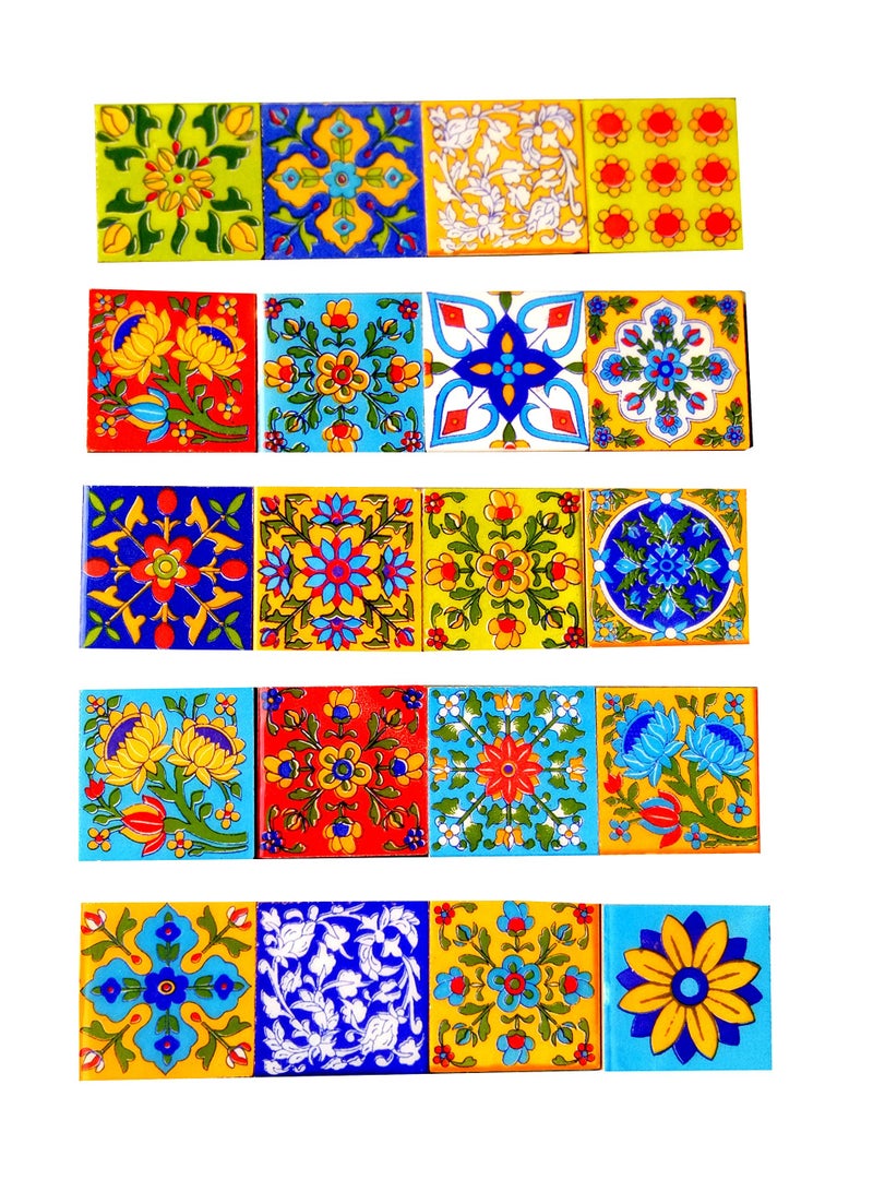 Shiv Kripa Blue Pottery Shiv Kripa Decorative Ceramic Mosaic Tiles (2x2-inches, Multicolour) - Pack of 20 - Image 2