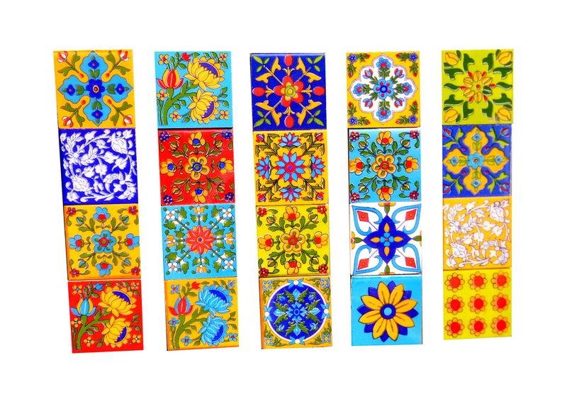 Shiv Kripa Blue Pottery Shiv Kripa Decorative Ceramic Mosaic Tiles (2x2-inches, Multicolour) - Pack of 20 - Image 4