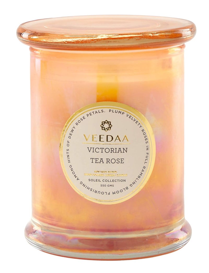 VEEDAA Victorian Tea Rose Danube Glass Soy Scented Candle Burns 45 Hours - Image 2