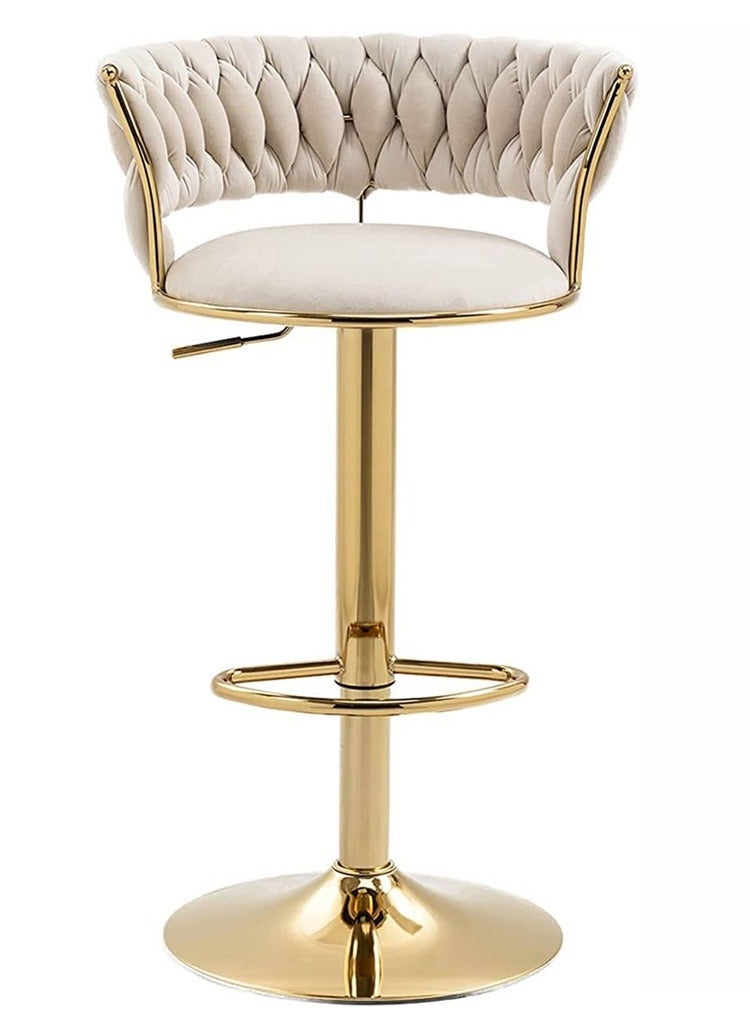 DubaiGallery Woven Bar Stools Counter Height Bar Stools with Low Back, Gold Swivel Bar Stools for Kitchen Island, Bar Pub - Image 1