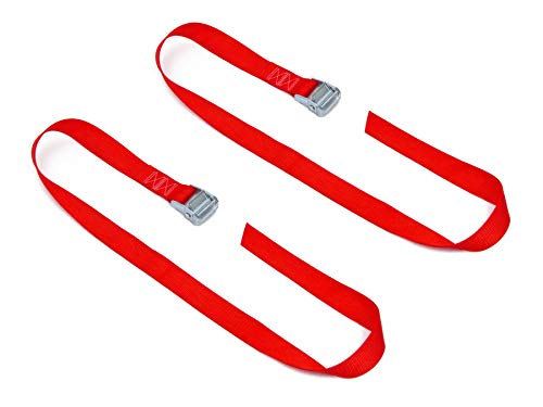 PowerTye Heavy-Duty Lashing Straps – 1.5in x 4ft Cam Buckle Continuous Loop Strap (no Hooks), Made in USA for Motorcycle, ATV, Cargo, Coolers and RV Battery – 300 lb Working Load Limit, Red (2-Pack) - Image 1