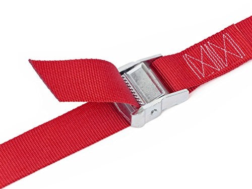 PowerTye Heavy-Duty Lashing Straps – 1.5in x 4ft Cam Buckle Continuous Loop Strap (no Hooks), Made in USA for Motorcycle, ATV, Cargo, Coolers and RV Battery – 300 lb Working Load Limit, Red (2-Pack) - Image 2