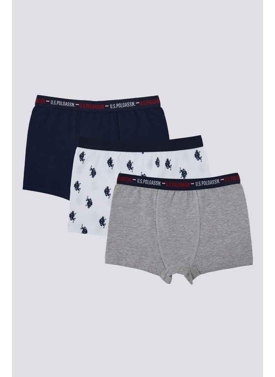 يو اس بولو اسن U.S. Polo Assn Emblem Detail Navy Blue Boy's 3-Pack Boxer