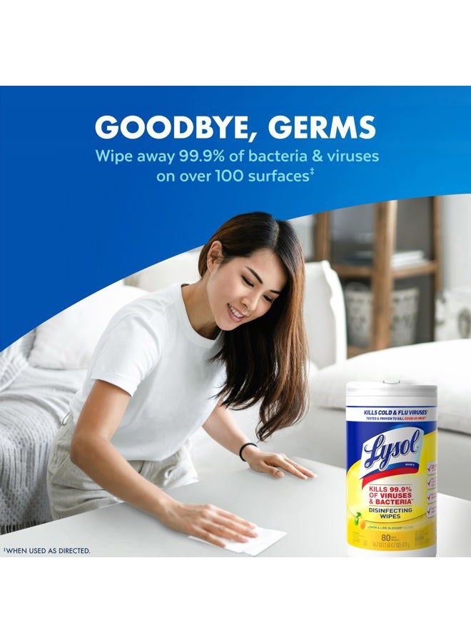 Lysol Disinfectant Wipes, Multi-Surface Antibacterial Cleaning Wipes, For Disinfecting and Cleaning, Lemon and Lime Blossom, Pack of 4 (Packaging may vary) - Image 2