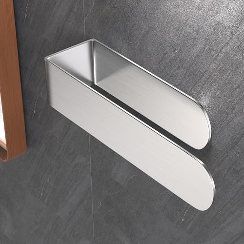 HUFEEOH Hand Towel Holder, Silver Hand Towel Bar, Self Adhesive Bathroom Towel Bar Stick on Wall, Stainless Steel Brushed - Image 1