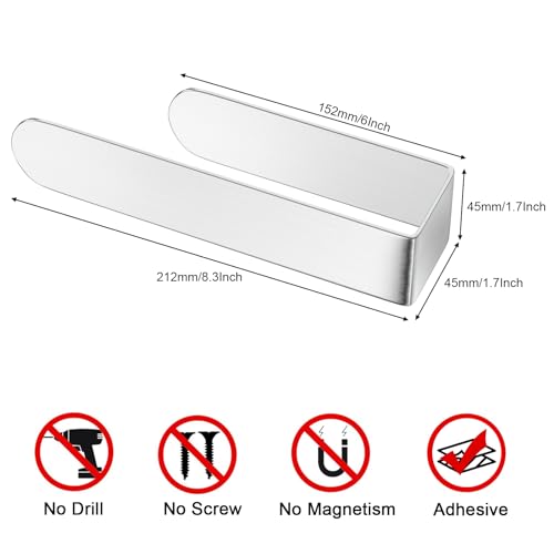 HUFEEOH Hand Towel Holder, Silver Hand Towel Bar, Self Adhesive Bathroom Towel Bar Stick on Wall, Stainless Steel Brushed - Image 4