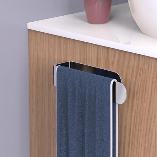 HUFEEOH Hand Towel Holder, Silver Hand Towel Bar, Self Adhesive Bathroom Towel Bar Stick on Wall, Stainless Steel Brushed - Image 3