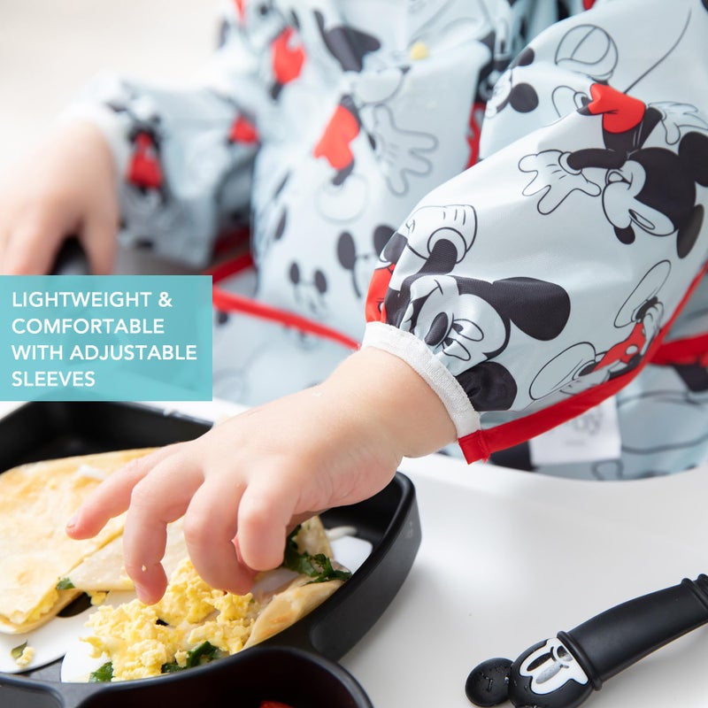 Bumkins Disney Bibs, Baby and Toddler Girls and Boys 6-24 Months, Long Sleeve, Essential Must Have for Eating, Feeding, Mess Saving Lightweight Waterproof Fabric Sleeved Smock, Mickey Mouse Classic - Image 4