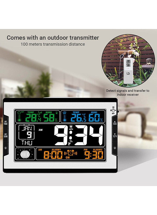 Generic - Indoor&Outdoor Temperature Humidity Digital Multifunctional Clock & Thermo-Hygrometer Thermometer & Hygrometer Large Color Display with Backlight - Image 1