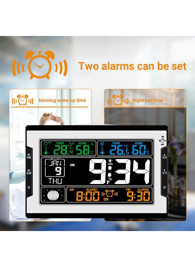 Generic - Indoor&Outdoor Temperature Humidity Digital Multifunctional Clock & Thermo-Hygrometer Thermometer & Hygrometer Large Color Display with Backlight - Image 1
