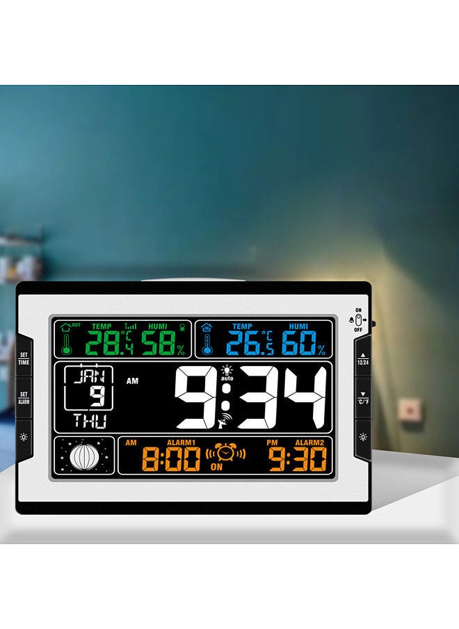 Generic - Indoor&Outdoor Temperature Humidity Digital Multifunctional Clock & Thermo-Hygrometer Thermometer & Hygrometer Large Color Display with Backlight - Image 1