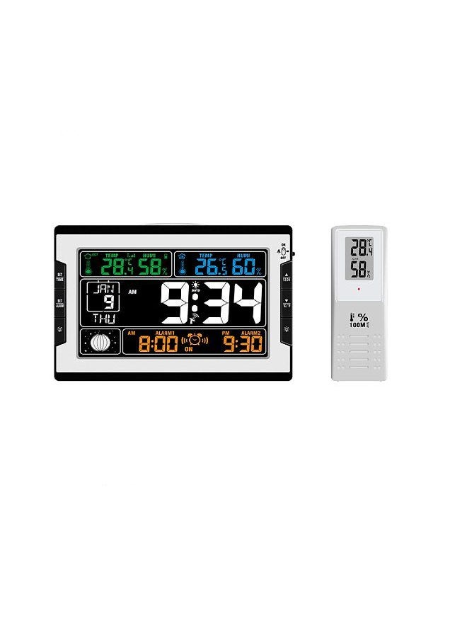 Generic - Indoor&Outdoor Temperature Humidity Digital Multifunctional Clock & Thermo-Hygrometer Thermometer & Hygrometer Large Color Display with Backlight - Image 1
