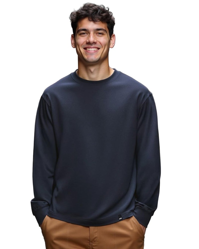 Bewakoof Men Cotton Loose Fit T-Shirt 1149119 Blue Large - Image 1