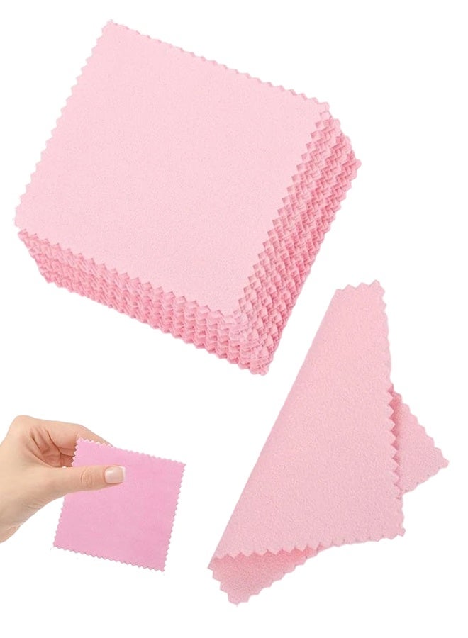 50pcs Jewelry Cleaning Cloth Pink Polishing Cloth for Sterling Silver Gold Platinum Small Silver Polish 8x8cm - Image 1