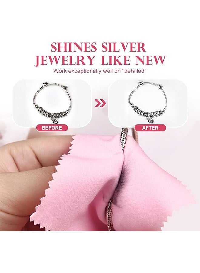 50pcs Jewelry Cleaning Cloth Pink Polishing Cloth for Sterling Silver Gold Platinum Small Silver Polish 8x8cm - Image 3