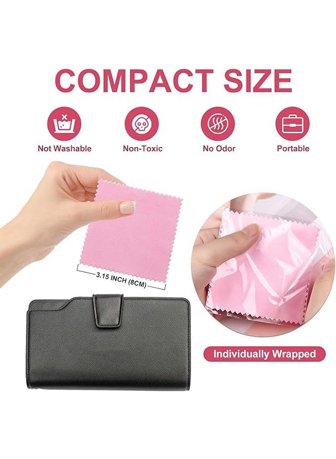 50pcs Jewelry Cleaning Cloth Pink Polishing Cloth for Sterling Silver Gold Platinum Small Silver Polish 8x8cm - Image 2