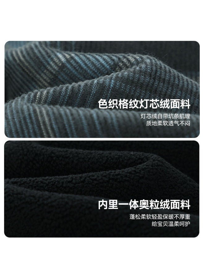 G] Boys' Pants Fleece Lined Thickened Winter Plaid Pants Kids' Warm Pants Winter Long Pants - Image 4