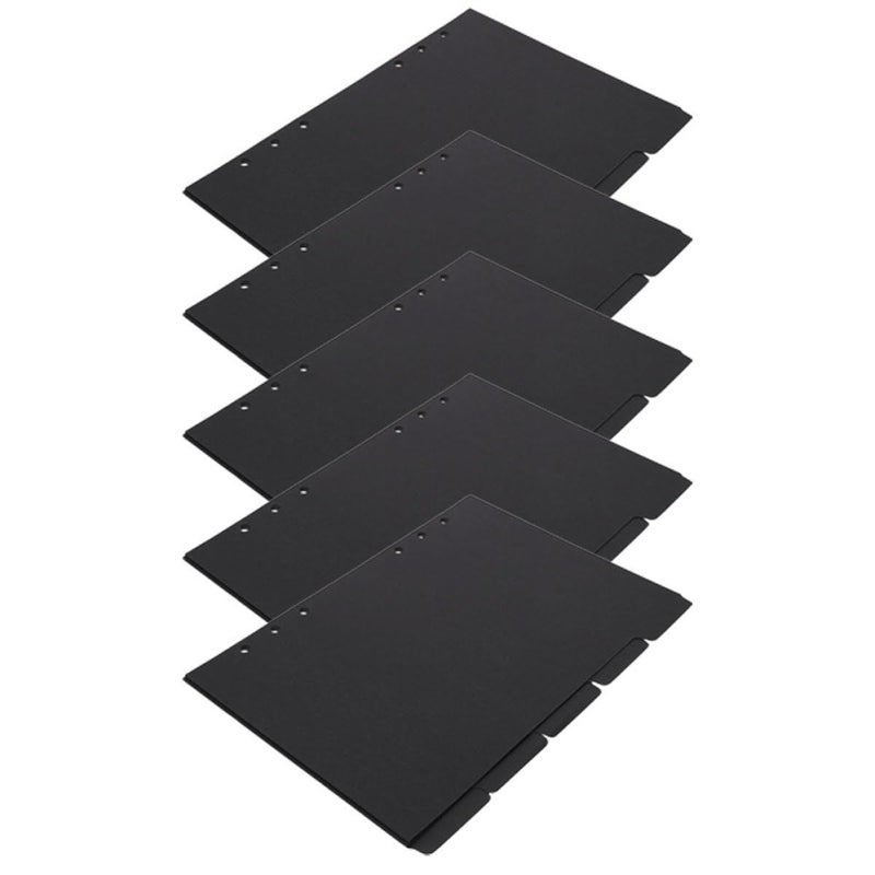 A5 6 Ring Binder Dividers with Tabs 5 Black Page Separator Sheets for Office School - Image 2