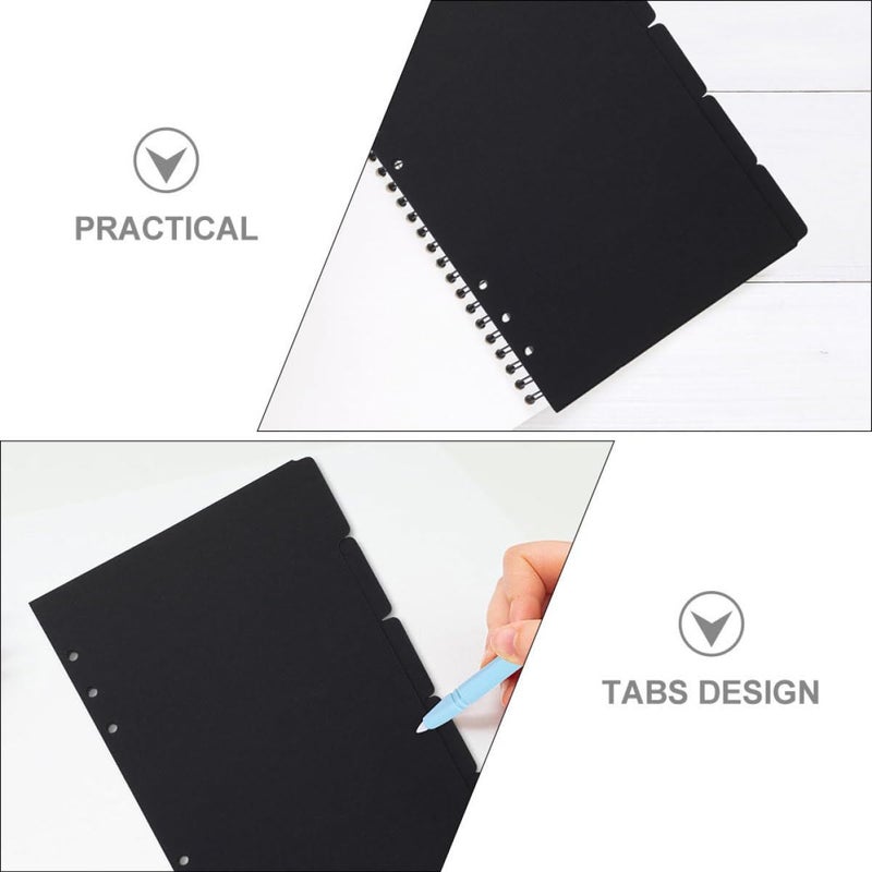 A5 6 Ring Binder Dividers with Tabs 5 Black Page Separator Sheets for Office School - Image 4