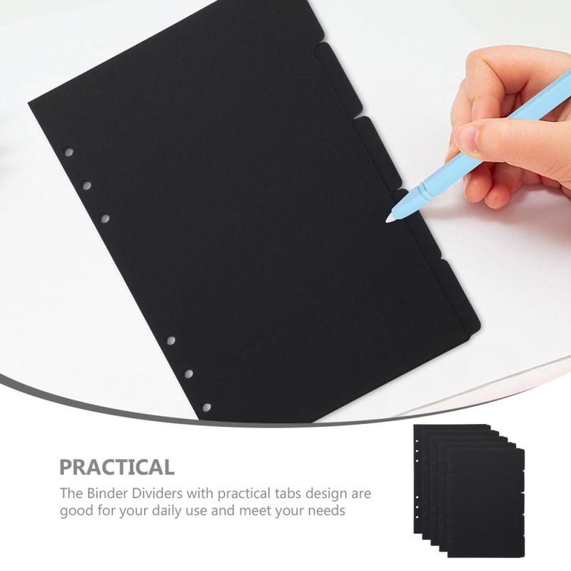 A5 6 Ring Binder Dividers with Tabs 5 Black Page Separator Sheets for Office School - Image 5