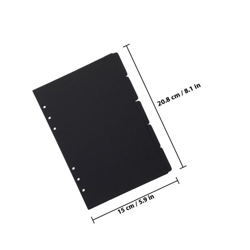 A5 6 Ring Binder Dividers with Tabs 5 Black Page Separator Sheets for Office School - Image 3