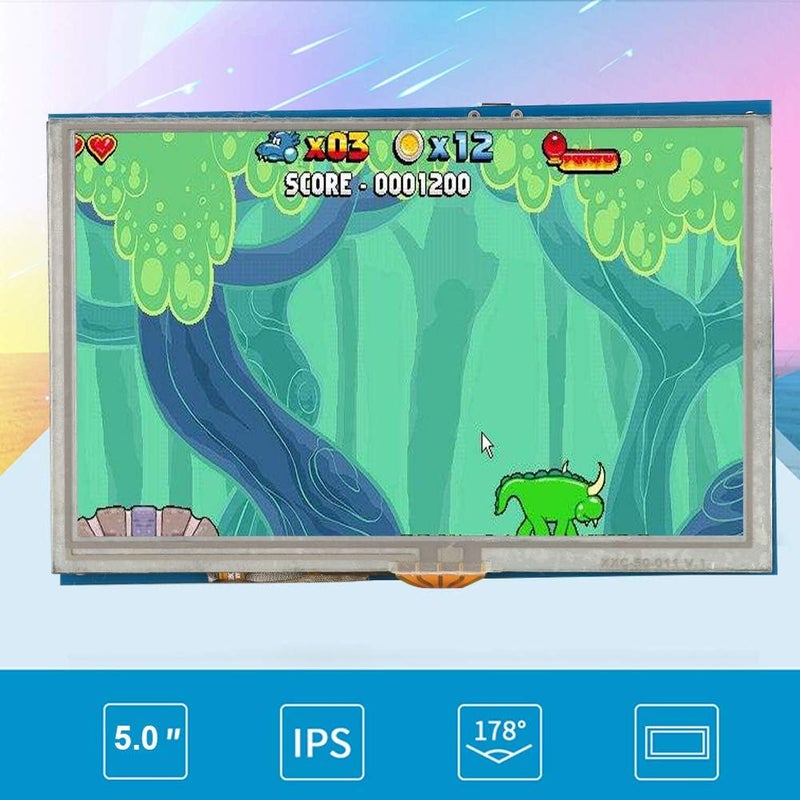 كلاراكو شاشة لمس LCD عالية الدقة مقاس 5 بوصات مزودة بمنفذ HDMI وقلم لمس، متوافقة مع Raspberry Pi، شاشة ألعاب صغيرة تعمل باللمس، شاشة عرض Raspberry Pi متوافقة مع Raspberry Pi 3 و PI2 و B - Image 3