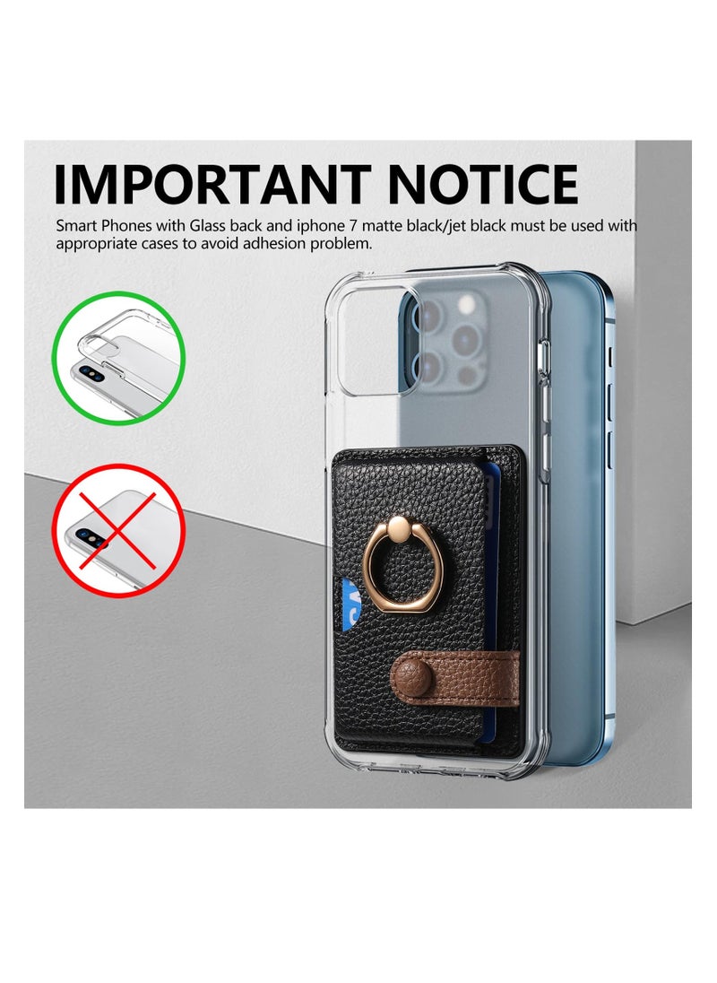 Excefore - Wallet Phone Case, Credit Card Holder with Ring for Back of Phone Cases Flip, Leather Wallet Sleeve Pouch Compatible with iPhone, Samsung Galaxy Android Most Smartphones, Black - Image 1