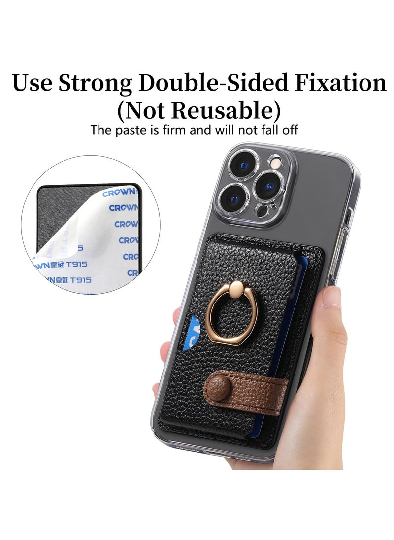 Excefore - Wallet Phone Case, Credit Card Holder with Ring for Back of Phone Cases Flip, Leather Wallet Sleeve Pouch Compatible with iPhone, Samsung Galaxy Android Most Smartphones, Black - Image 1