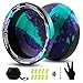 FETESNICE Y26 Professional Butterfly YoYo Dual Mode ResponsiveUnresponsive Finger Spin Yoyo for Kids Adults Competition Players Pro YoYo with 10 Strings Case GlovesBlack Green Purple - Image 2