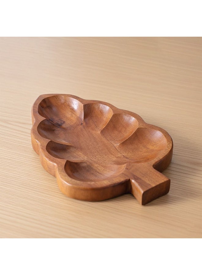 Danube Home Loretta Leaf Platter - Acacia Wood Serving Tray 25x17x2.5cm | Elegant Serveware for Entertaining | Ideal for Parties & Home Decor - Image 1