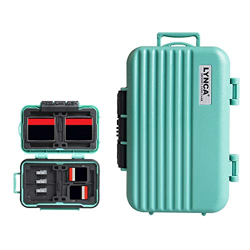 LYNCA 24 Slots Camera Memory Card Case Holder Water-Resistant Anti-Shock SD Card Case Holder Wallet for 8 SD Cards 4 CF Cards 12 Micro SD/TF Cards Storage Box, Compact Memory Cards Wallet (Green) - Image 1