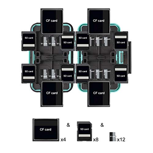 LYNCA 24 Slots Camera Memory Card Case Holder Water-Resistant Anti-Shock SD Card Case Holder Wallet for 8 SD Cards 4 CF Cards 12 Micro SD/TF Cards Storage Box, Compact Memory Cards Wallet (Green) - Image 2