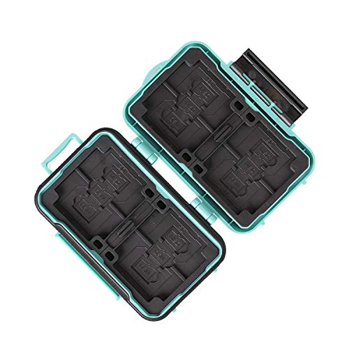 LYNCA 24 Slots Camera Memory Card Case Holder Water-Resistant Anti-Shock SD Card Case Holder Wallet for 8 SD Cards 4 CF Cards 12 Micro SD/TF Cards Storage Box, Compact Memory Cards Wallet (Green) - Image 5