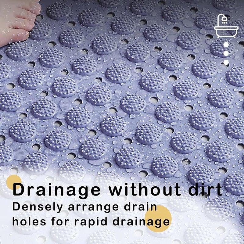 Non-Slip Bath Mat with Built-in Brush for Foot Scrubber - Safe Bathtub Mat with Drain Holes and Bubble Texture for Massage - Mildew Resistant and Quick Dry (Gray) - Image 5