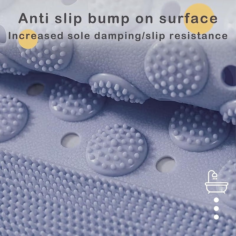 Non-Slip Bath Mat with Built-in Brush for Foot Scrubber - Safe Bathtub Mat with Drain Holes and Bubble Texture for Massage - Mildew Resistant and Quick Dry (Gray) - Image 2
