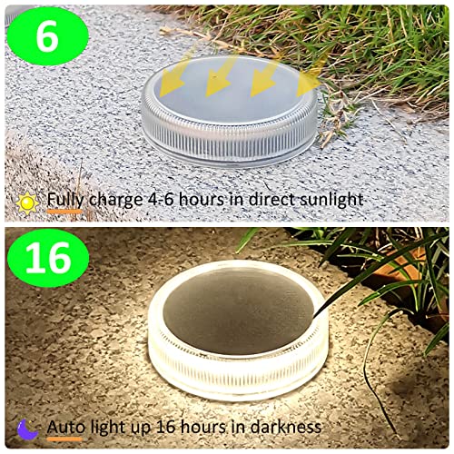 Lacasa Solar Deck Lights Outdoor Waterproof LED Solar Step Lights Driveway Lights, White 4000K, for Garden Yard Patio Pathway, Round, 4 Pack - Image 3