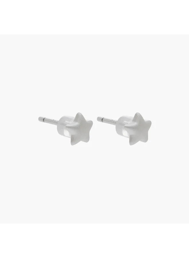 لايف ستايل Silver Tone Star Stud Earrings with Pushback Closure