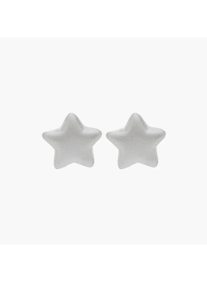 لايف ستايل Silver Tone Star Stud Earrings with Pushback Closure